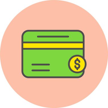 Kredi Kartı Satırı Dolu Çember Simgesi