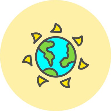 Dünya Çizgisi Dolu Çember Simgesi