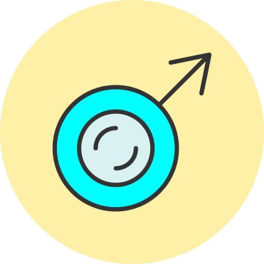 Erkek Cinsiyet Sembol Satırı Dolu Çember Simgesi