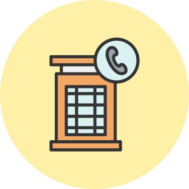 Telefon Booth Satırı Dolu Çember Simgesi