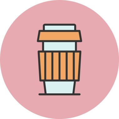 Kahve Bardağı Satırı Dolu Çember Simgesi