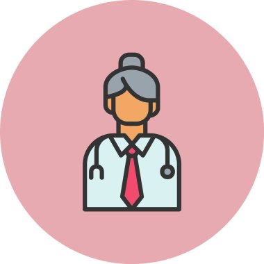 Kadın Doktor Satırı Dolu Çember Simgesi