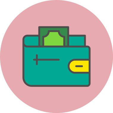 Cüzdan Satırı Dolu Çember Simgesi