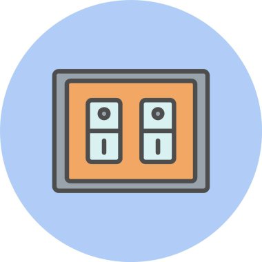 Işık Anahtarı Satırı Dolu Çember Simgesi