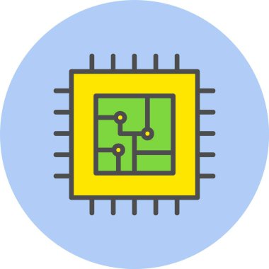 İşlemci Satırı Dolu Çember Simgesi