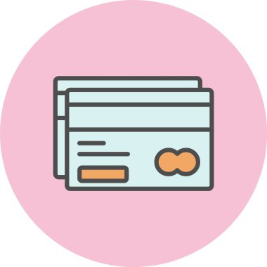 Kredi Kartı Satırı Dolu Çember Simgesi