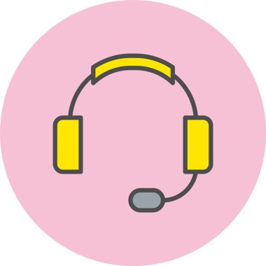 Kulaklık Satırı Dolu Çember Simgesi