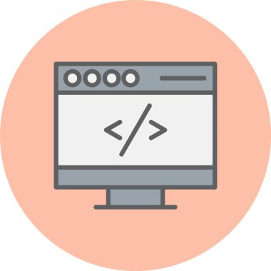 Kodlama Satırı Dolu Çember Simgesi