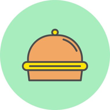 Yemek Tepsisi Satırı Dolu Çember Simgesi