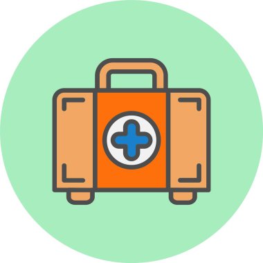 İlk Yardım Kutusu Satırı Dolu Çember Simgesi