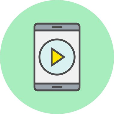 Video Satırı Dolu Çember Simgesi