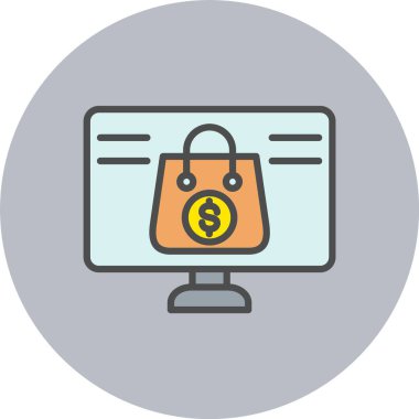 Çevrimiçi Alışveriş Hattı Dolu Çember Simgesi