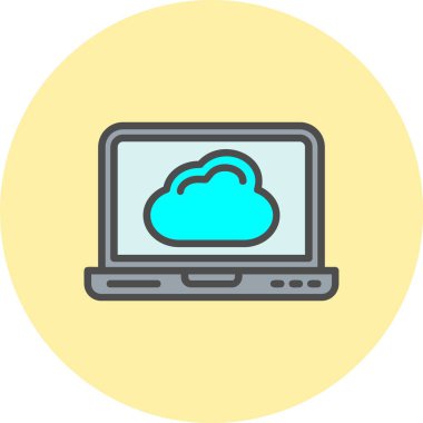 Bulut Satırı Dolu Çember Simgesi