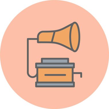 Fonograf Satırı Dolu Çember Simgesi