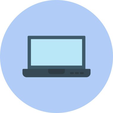 Laptop Ekran Düz Çember Simgesi