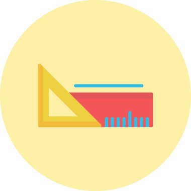 Üçgen Cetvel Düz Çember Simgesi