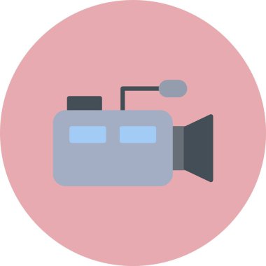 Video Kamera Düz Çember Simgesi
