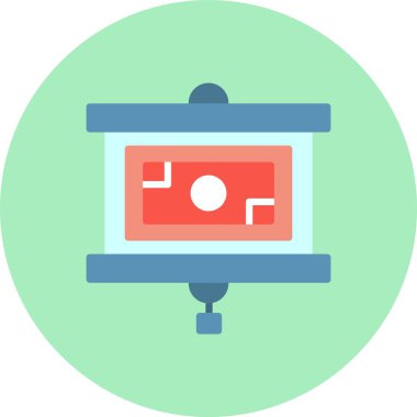 Projektör Ekran Düz Çember Simgesi