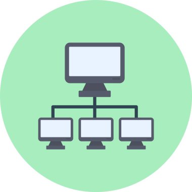 Bilgisayar Ağı Düz Çember Simgesi