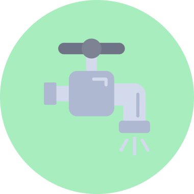 Su Musluğu Düz Çember Simgesi