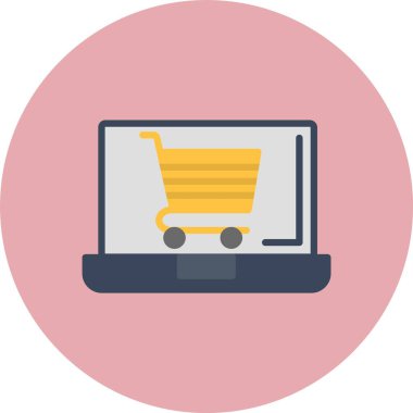 Çevrimiçi Alışveriş Düz Çember Simgesi