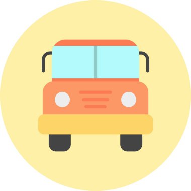 Okul Otobüsü Düz Çember Simgesi