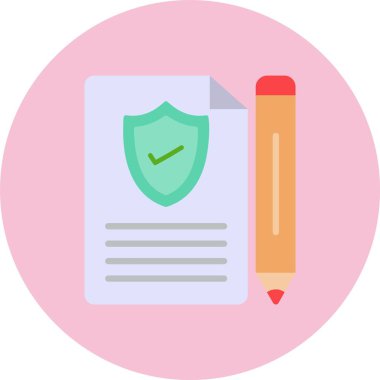 Sigorta Politikası Düz Çember Simgesi