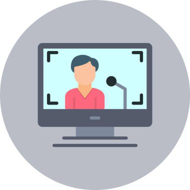 Basın Konferansı Düz Çember Simgesi