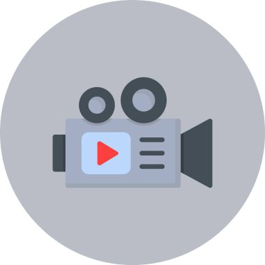 Video Kamera Düz Çember Simgesi