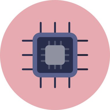 İşlemci Düz Çember Simgesi