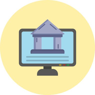 Çevrimiçi Bankacılık Düz Çember Simgesi