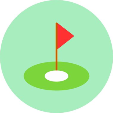Golf Bayrağı Düz Çember Simgesi