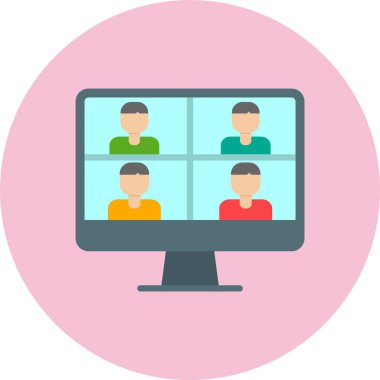 Video Konferansı Düz Çember Simgesi