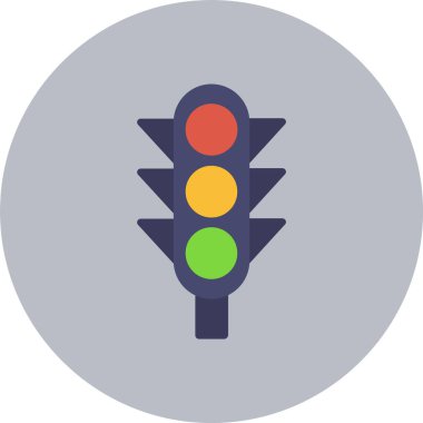 Trafik Işığı Düz Çember Simgesi