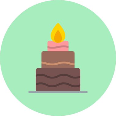 Doğum günü Pastası Düz Çember Simgesi