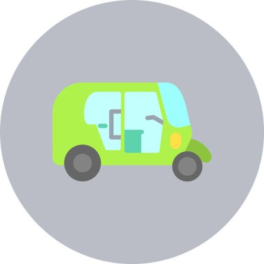 Rickshaw Düz Çember Simgesi