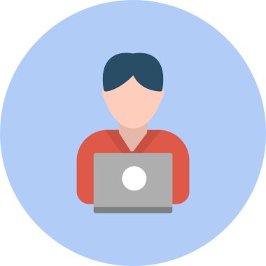 Dizüstü Düz Çember Simgesinde Çalışan Kullanıcı