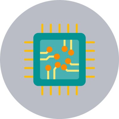 İşlemci Düz Çember Simgesi