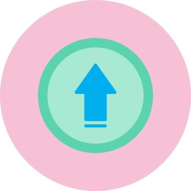 Yukarı Ok Düz Çember Simgesi