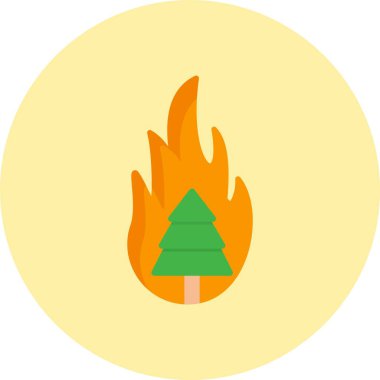 Yanan Ağaç Düz Çember Simgesi
