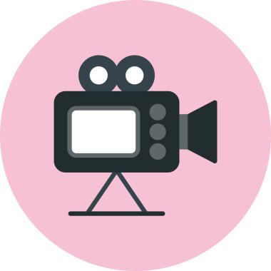 Video Kamera Düz Çember Simgesi