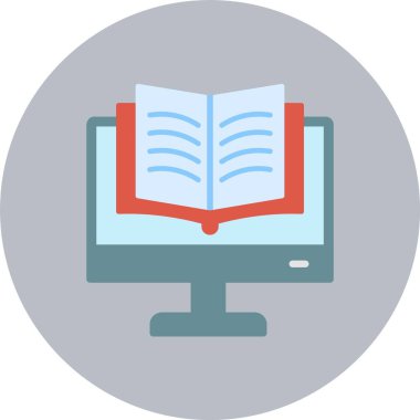 Çevrimiçi Eğitim Düz Çember Simgesi