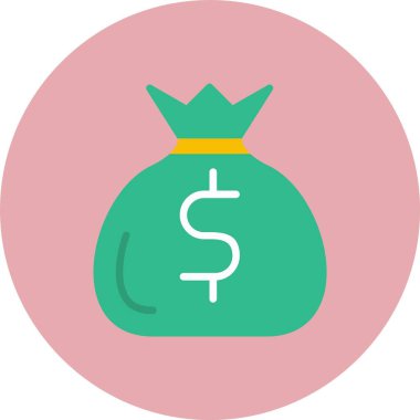 Para Çantası Düz Çember Simgesi