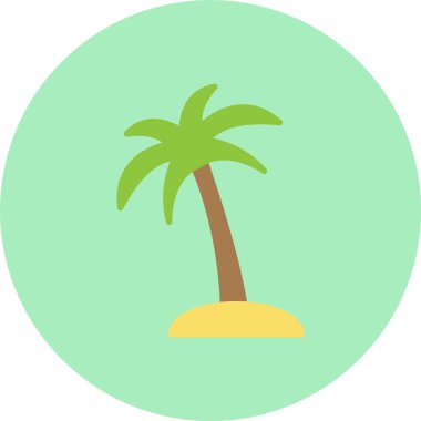 Palmiye Ağacı Düz Çember Simgesi