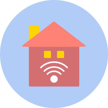 Akıllı Ev Vektörü Satırı Düz Çember Simgesi