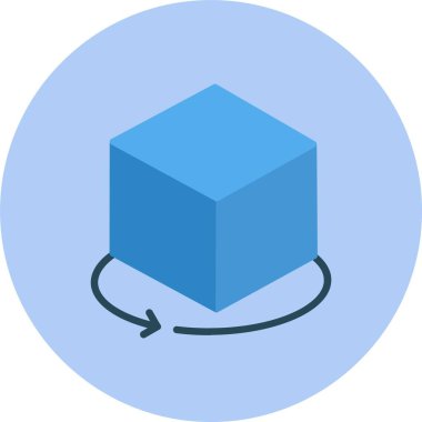 3d Küp Düz Çember Simgesi