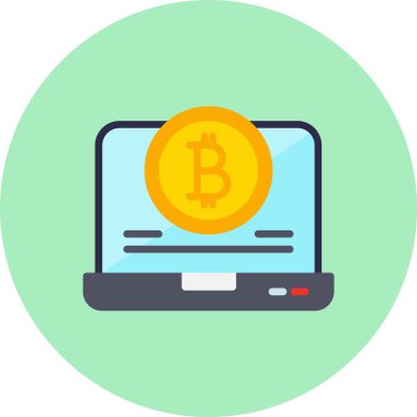 Kripto Para Birimi Vektör Satırı Düz Çember Simgesi