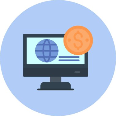 Çevrimiçi İş Düz Çemberi Simgesi