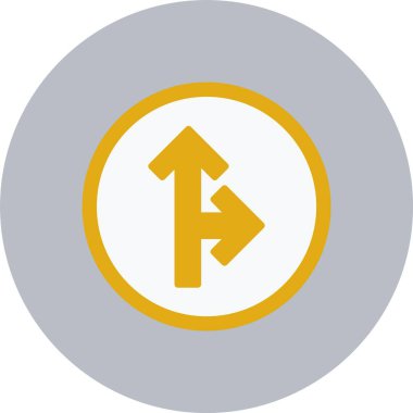 Üst Sağ Ok Düz Çember Simgesi