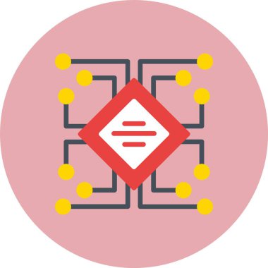 Dijital Vektör Satırı Düz Çember Simgesi